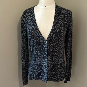 Charter Club One Button Cardigan Black and Grey Size Small